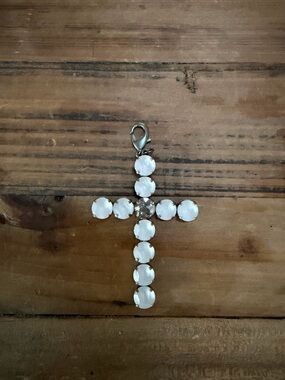 Sabika White Crystal Cross Charm Pendant